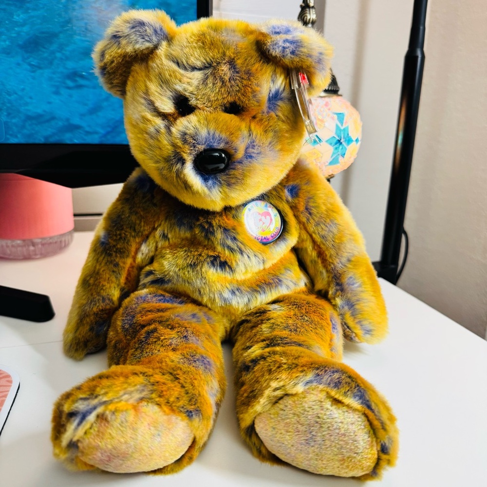 Ty Beanie Buddy Clubby III Bear 2000 3rd Gen 15” Golden Blue Plush